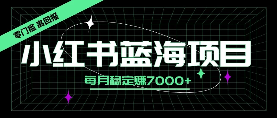 小红书蓝海项目，零门槛、高回报，每月稳定赚7000+ - 项目资源网