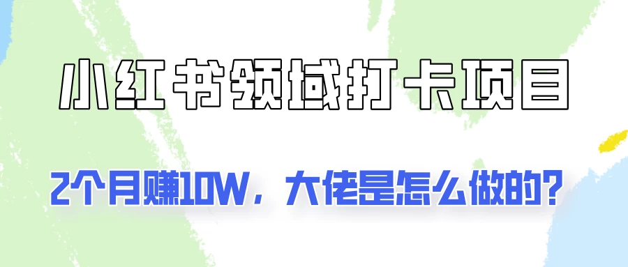 通过小红书领域打卡项目2个月赚10W,大佬是怎么做的? - 项目资源网