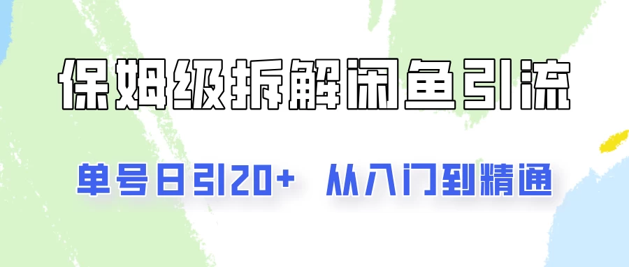单号日引20+，像素级拆解闲鱼引流创业粉，从入门到精通全流程 - 项目资源网