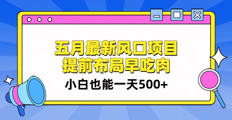 5月最新风口项目,提前布局早吃肉,小白也能一天暴利500+ - 项目资源网