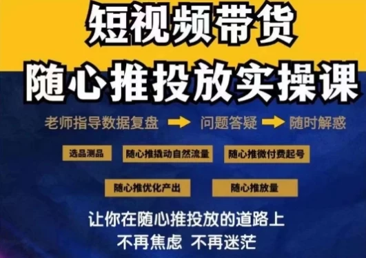 2024好物分享随心推投放实操课，随心推撬动自然流量/微付费起号/优化产出 - 项目资源网