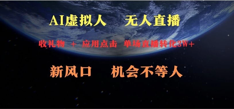 AI虚拟人直播 新风口 可操作性强 一天收益3万 - 项目资源网