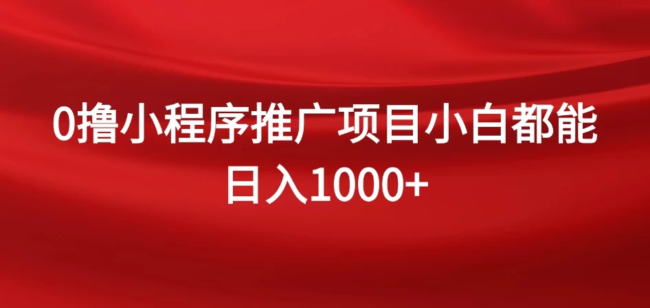 0撸小程序推广项目，日入四位数，零基础小白也能做 - 项目资源网