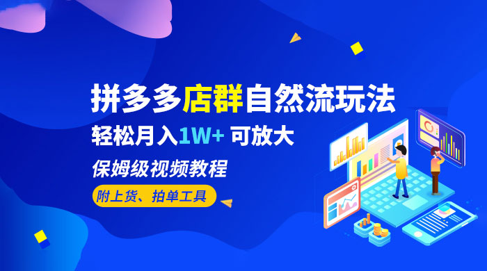 拼多多店群自然流玩法：轻松月入 1W+ 保姆级视频教程（附上货、拍单工具） - 项目资源网