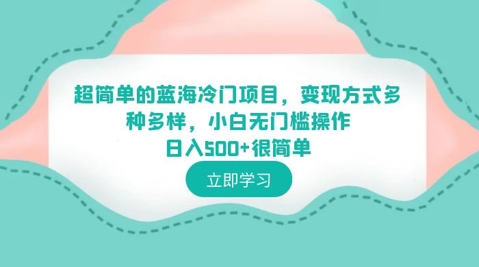 超简单的蓝海冷门项目:变现方式多种多样,小白无门槛操作很简单 超简单的蓝海冷门项目:变现方式多种多样,小白无门槛操作很简单