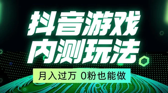 外面在卖价值 2980 的抖音游戏内测玩法，独创自撸技术，轻轻松松日入 500+ - 项目资源网