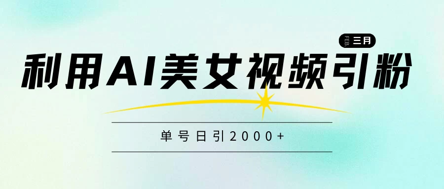 利用AI美女视频引粉,单号日引2000+,新手也能干,喂饭式教程 - 项目资源网