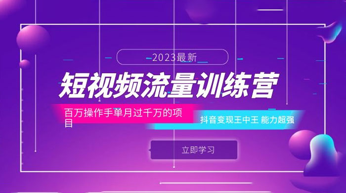 短视频流量训练营:百万操作手,抖音变现王中王,能力超强 短视频流量训练营:百万操作手,抖音变现王中王,能力超强