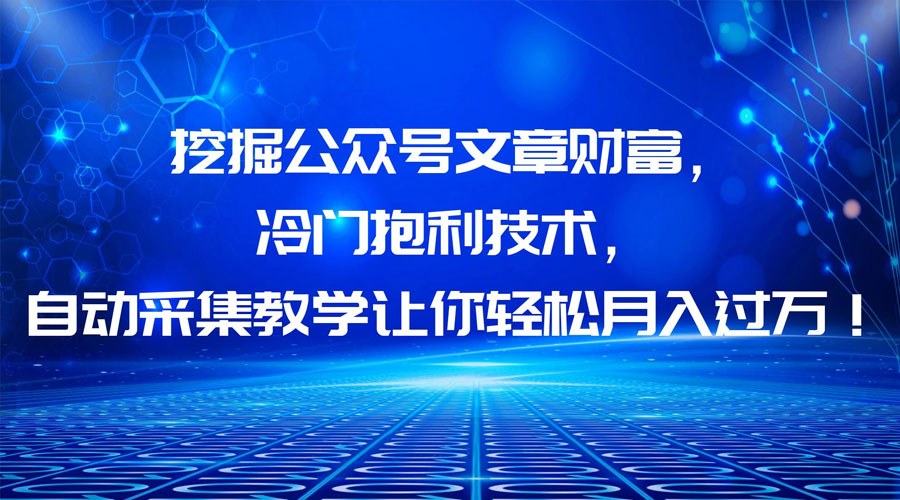 挖掘公众号文章财富,冷门掘金项目 - 项目资源网