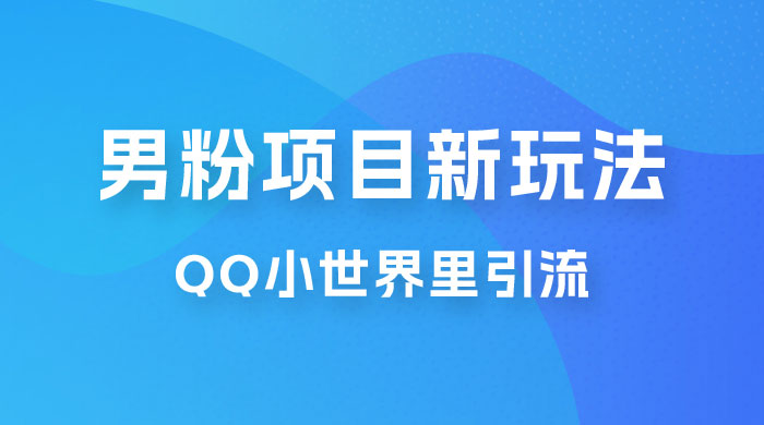 流量巨大的男粉项目新玩法，在 QQ 小世界里引流，一部手机即可操作 - 项目资源网